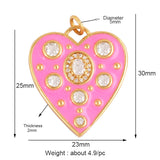 Rainbow Zircon Heart Shape Enamel Charm Pendants