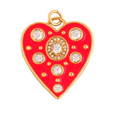 Rainbow Zircon Heart Shape Enamel Charm Pendants