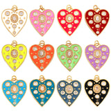 Rainbow Zircon Heart Shape Enamel Charm Pendants