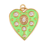 Rainbow Zircon Heart Shape Enamel Charm Pendants