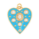 Rainbow Zircon Heart Shape Enamel Charm Pendants