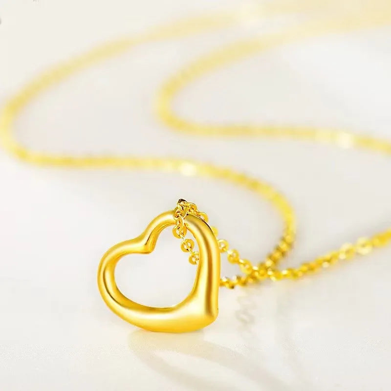 14k Pure Frost Love Pendant Necklace 999 Plated Chain Fine Jewelry Gift