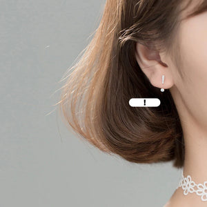 Real 925 Silver Earrings Exclamation Mark Big Studs