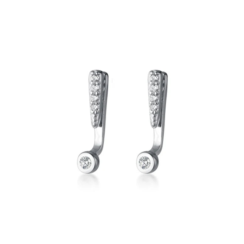 Real 925 Silver Earrings Exclamation Mark Big Studs
