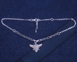 925 Sterling Silver Bee Anklet Leg Bracelet Women Summer Foot Jewelry