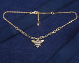 925 Sterling Silver Bee Anklet Leg Bracelet Women Summer Foot Jewelry
