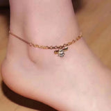 925 Sterling Silver Bee Anklet Leg Bracelet Women Summer Foot Jewelry