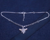 925 Sterling Silver Bee Anklet Leg Bracelet Women Summer Foot Jewelry