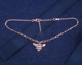 925 Sterling Silver Bee Anklet Leg Bracelet Women Summer Foot Jewelry