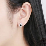 925 Silver Ruby Diamond Eye Stud Earrings, Red Gemstone Gift