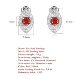 925 Silver Ruby Diamond Eye Stud Earrings, Red Gemstone Gift