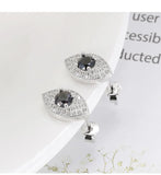 925 Silver Ruby Diamond Eye Stud Earrings, Red Gemstone Gift