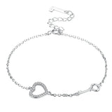 925 Silver Key Bracelet Heart Chain Gift
