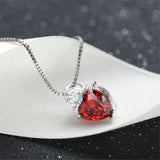 925 Silver Red Crystal Heart Pendant Gift For Girl