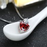 925 Silver Red Crystal Heart Pendant Gift For Girl