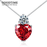 925 Silver Red Crystal Heart Pendant Gift For Girl