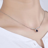 925 Silver Necklace Natural Sapphire Water Drop Pendant