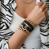 Real Leather Bracelet Women Punk Bangle Adjustable Bohemia Male Jewelry