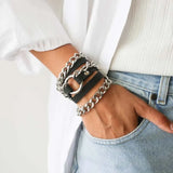 Real Leather Bracelet Women Punk Bangle Adjustable Bohemia Male Jewelry