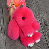 Leather Rex Rabbit Fur Key Chain Plush Keychain Wedding Jewelry