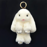 Leather Rex Rabbit Fur Key Chain Plush Keychain Wedding Jewelry