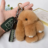 Leather Rex Rabbit Fur Key Chain Plush Keychain Wedding Jewelry