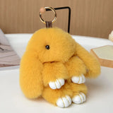 Leather Rex Rabbit Fur Key Chain Plush Keychain Wedding Jewelry