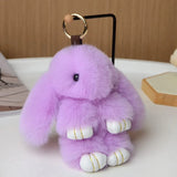 Leather Rex Rabbit Fur Key Chain Plush Keychain Wedding Jewelry