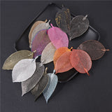Real Leaves Long Pendant Alloy Leaf Charms Bohemian DIY Necklace Earrings