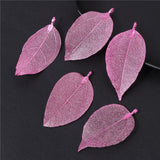 Real Leaves Long Pendant Alloy Leaf Charms Bohemian DIY Necklace Earrings