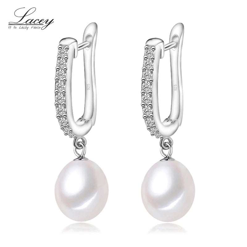 Freshwater Pearl Earrings 925 Sterling Silver Wedding Jewelry