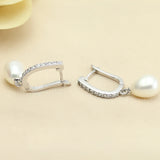 Freshwater Pearl Earrings 925 Sterling Silver Wedding Jewelry