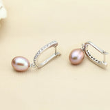 Freshwater Pearl Earrings 925 Sterling Silver Wedding Jewelry