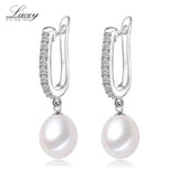 Freshwater Pearl Earrings 925 Sterling Silver Wedding Jewelry