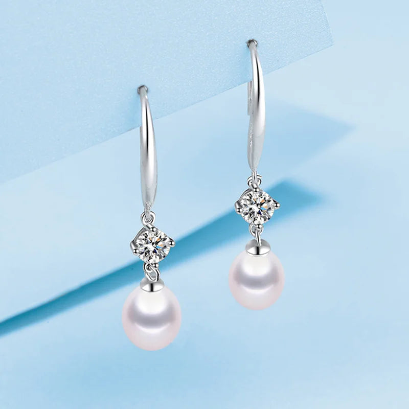 Freshwater Pearl S925 Silver Water Drop Earrings for Women