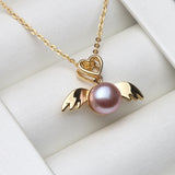 Freshwater Pearl Necklace Angel Pendant 92 Silver
