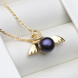 Freshwater Pearl Necklace Angel Pendant 92 Silver