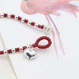 Sterling Silver Red String Bracelet 925 Silver Heart Shape Jewelry SL033