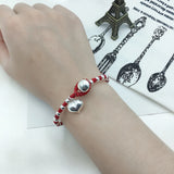 Sterling Silver Red String Bracelet 925 Silver Heart Shape Jewelry SL033