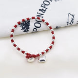 Sterling Silver Red String Bracelet 925 Silver Heart Shape Jewelry SL033