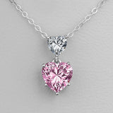 925 Silver Heart Pink CZ Pendant Necklace for Women