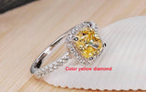 Yellow Cubiz Zirconia Ring for Women Real Tibetan Silver Wedding Jewelry