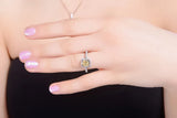 Yellow Cubiz Zirconia Ring for Women Real Tibetan Silver Wedding Jewelry
