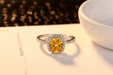 Yellow Cubiz Zirconia Ring for Women Real Tibetan Silver Wedding Jewelry