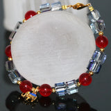 Red Chalcedony Jades Beads Bracelet Crystal Elephant Cloisonne Women Jewelry