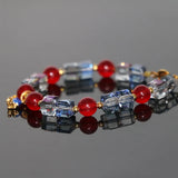 Red Chalcedony Jades Beads Bracelet Crystal Elephant Cloisonne Women Jewelry