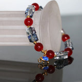 Red Chalcedony Jades Beads Bracelet Crystal Elephant Cloisonne Women Jewelry