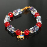 Red Chalcedony Jades Beads Bracelet Crystal Elephant Cloisonne Women Jewelry