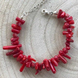 Red Coral Branch Jewelry Set - Natural Keychain Charm
