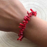 Red Coral Branch Jewelry Set - Natural Keychain Charm